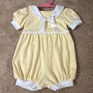 Yellow Baby Girl Sailor Style Bubble Romper